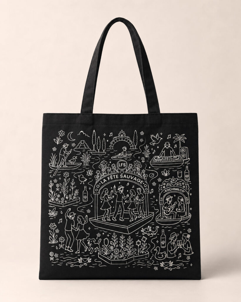 La Fête Sauvage Black  Xochimilco Tote Bag