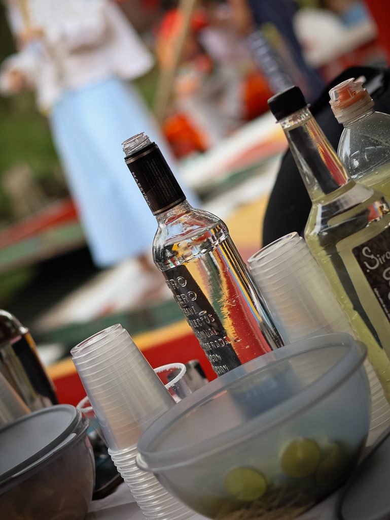 Drinks and coolers prepared for a private Xochimilco boat party