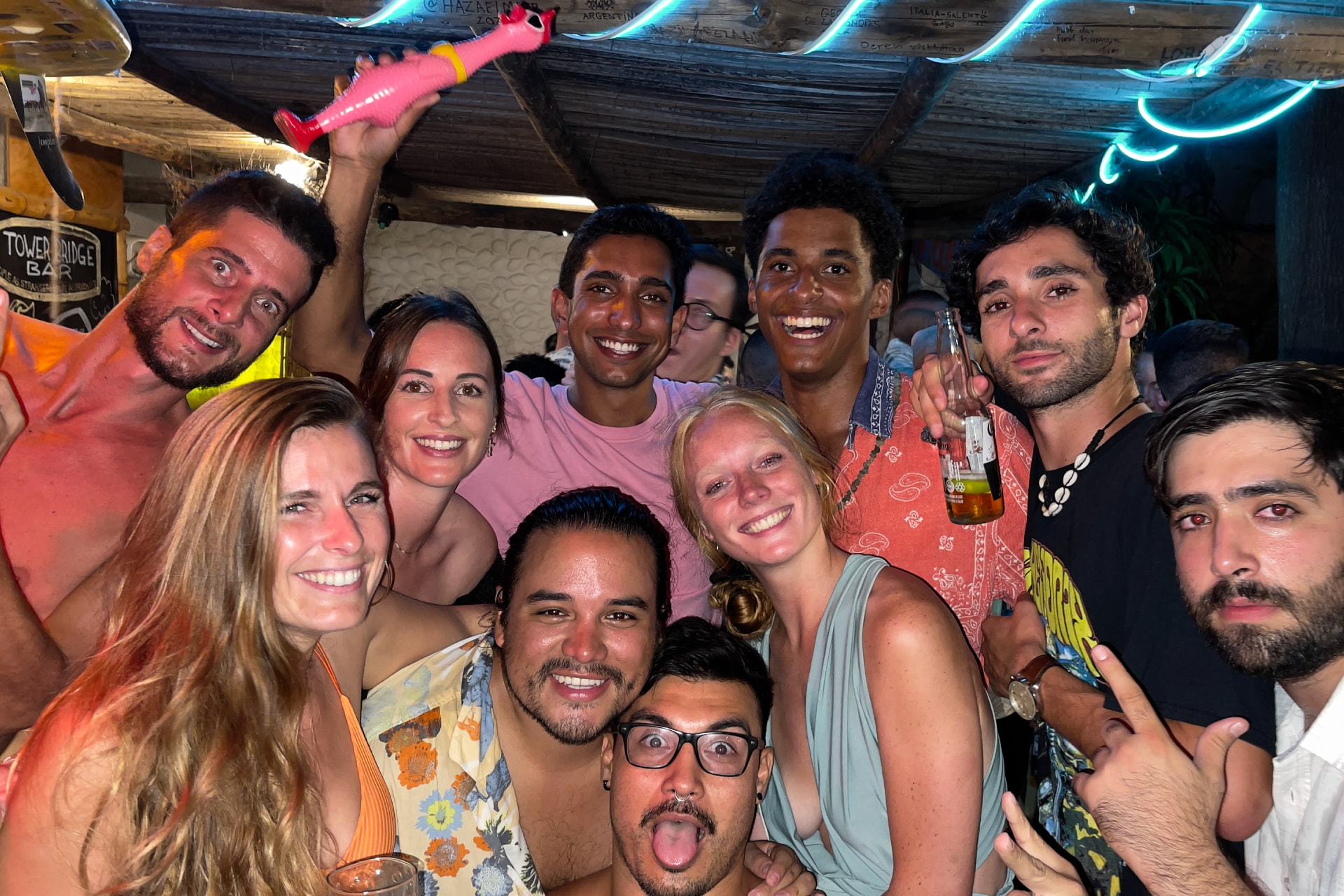 friends at Tower Bridge Hostel in Puerto Escondido